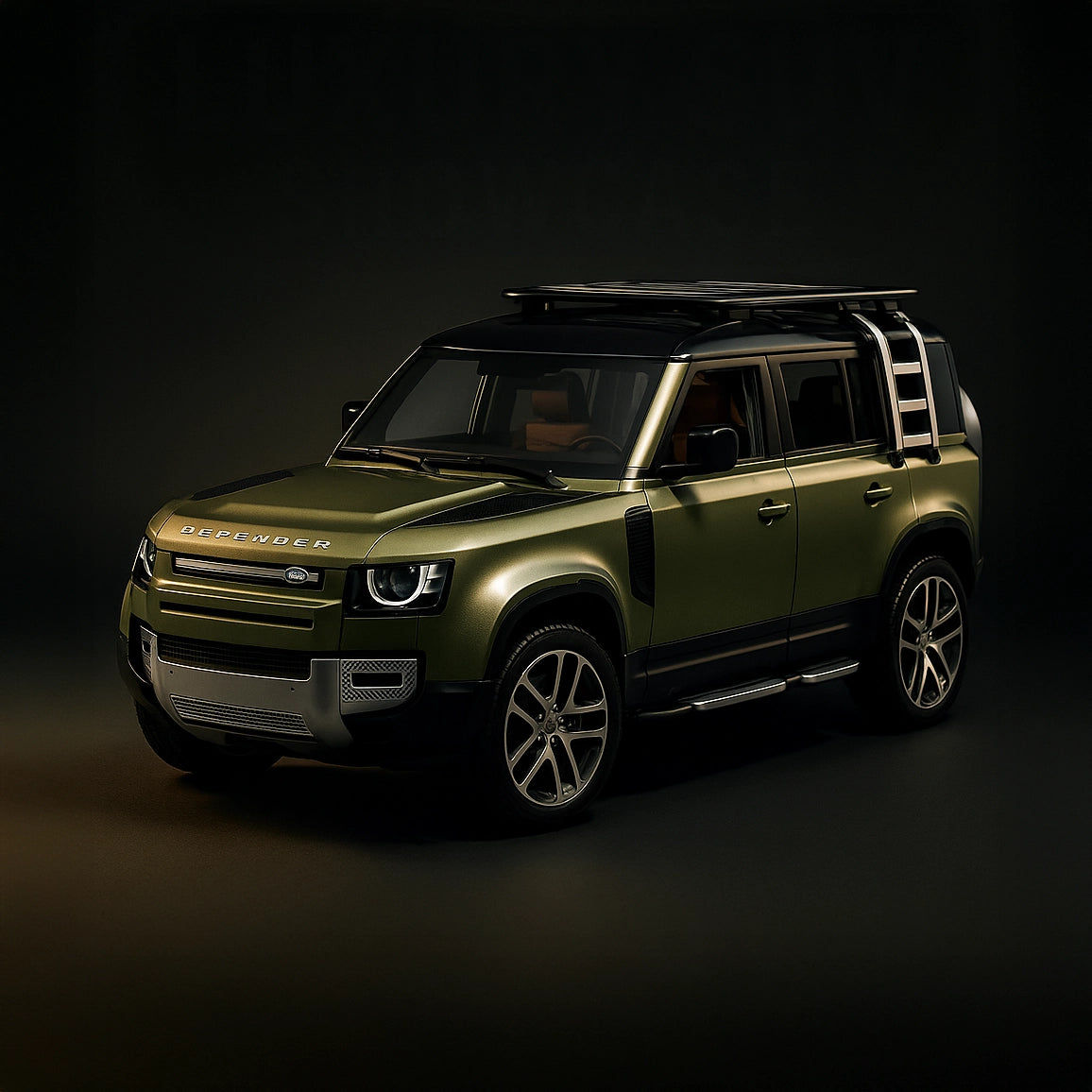 Land Rover Defender 110 1:24 Diecast Scale Model Car – Olive Green Collectible