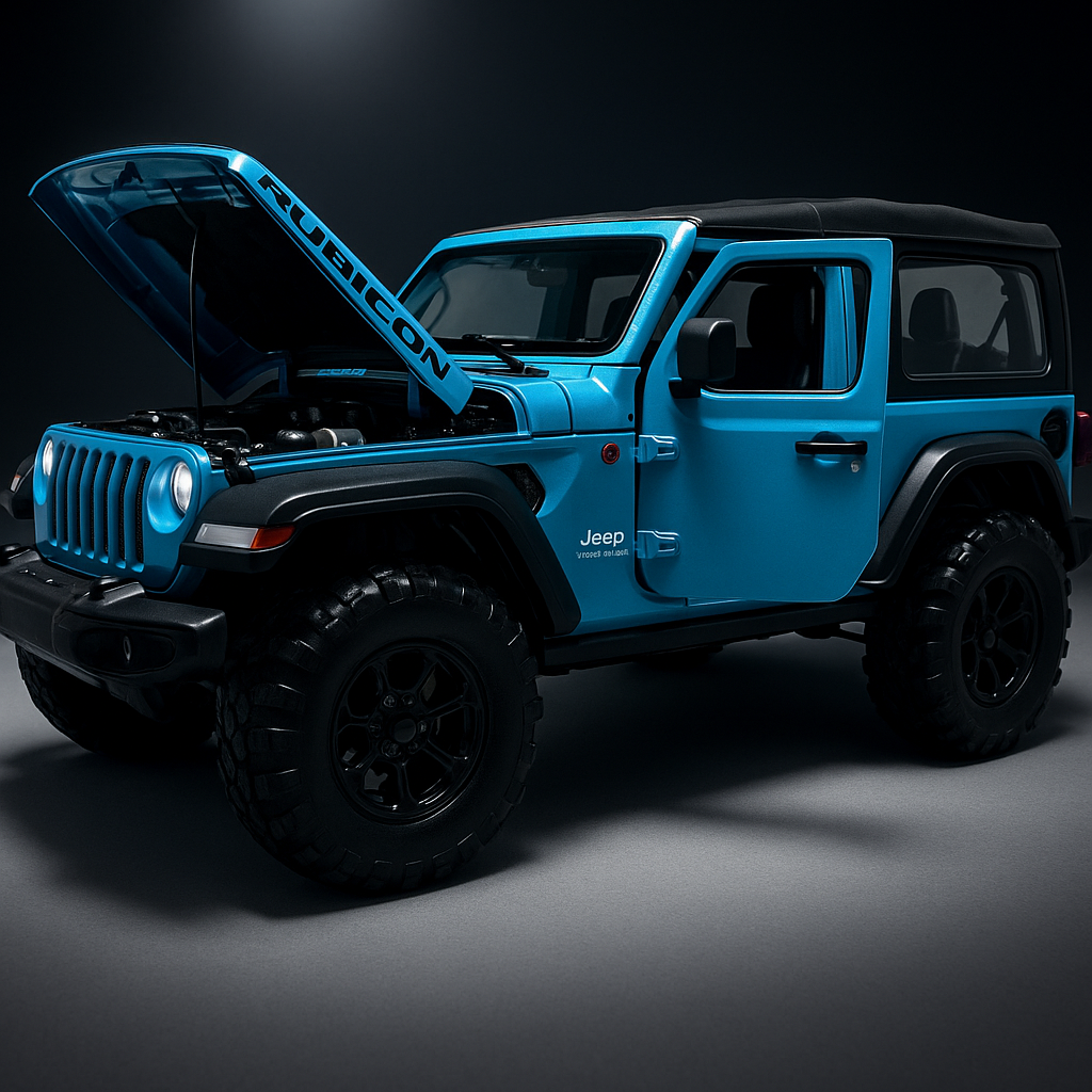 Jeep Wrangler Rubicon 1:24 Diecast Scale Model Car – Blue Collectible