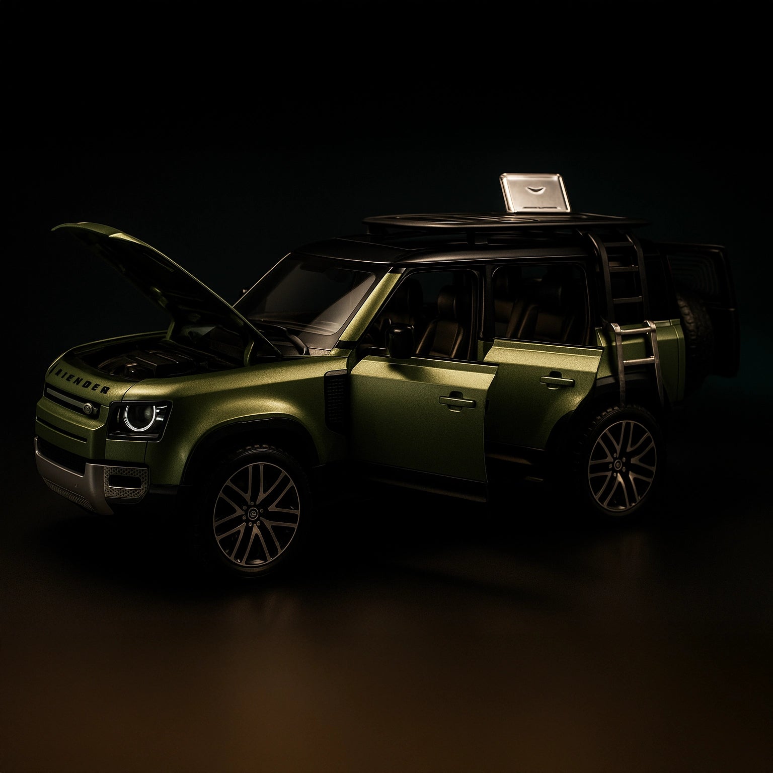 Land Rover Defender 110 1:24 Diecast Scale Model Car – Olive Green Collectible