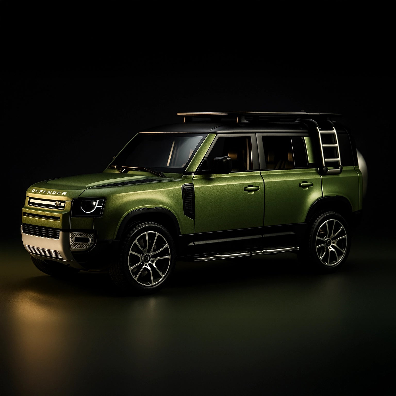 Land Rover Defender 110 1:24 Diecast Scale Model Car – Olive Green Collectible